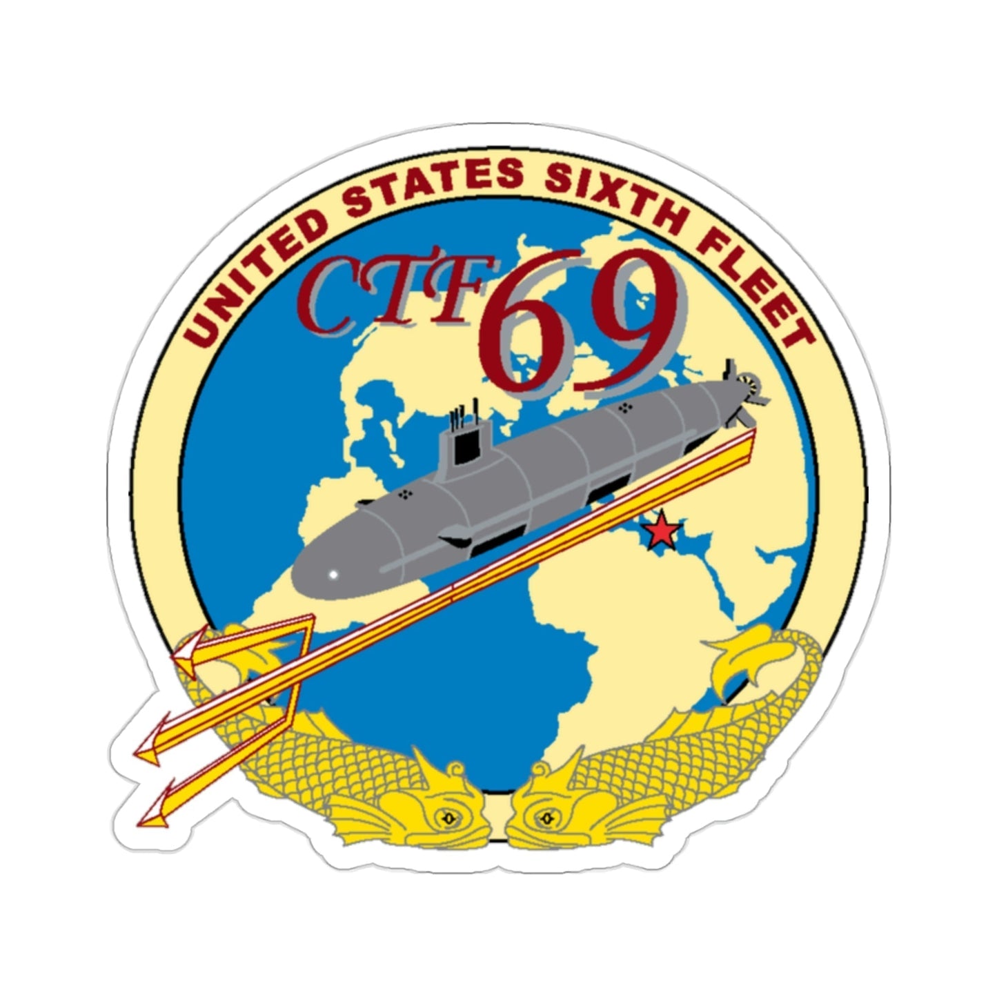 US Sixth Fleet CTF 69 (U.S. Navy) STICKER Vinyl Die-Cut Decal-2 Inch-The Sticker Space