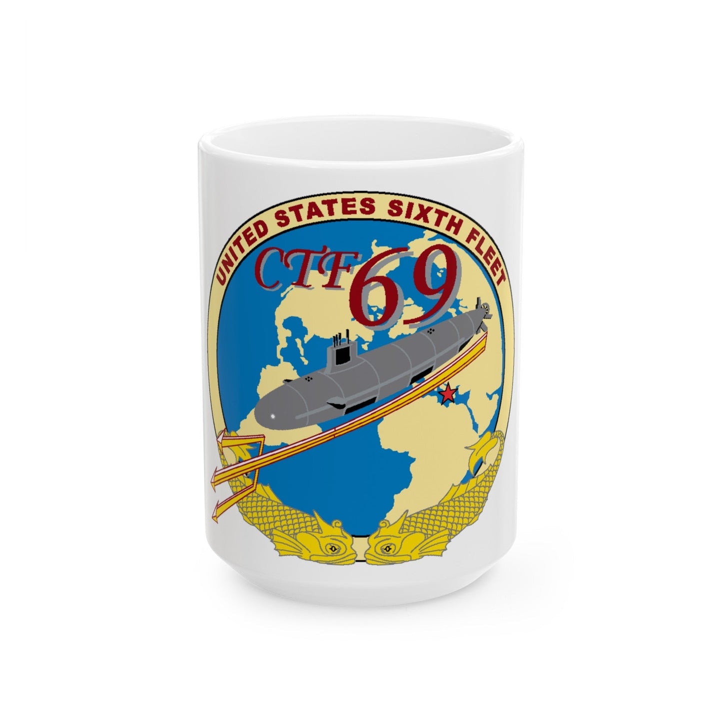 US Sixth Fleet CTF 69 (U.S. Navy) White Coffee Mug-15oz-The Sticker Space