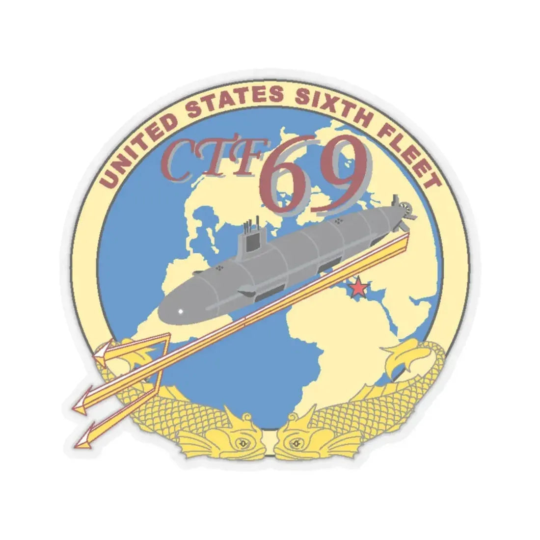 US Sixth Fleet CTF 69 (U.S. Navy) STICKER Vinyl Kiss-Cut Decal 4 Inch Transparent - The Sticker Space