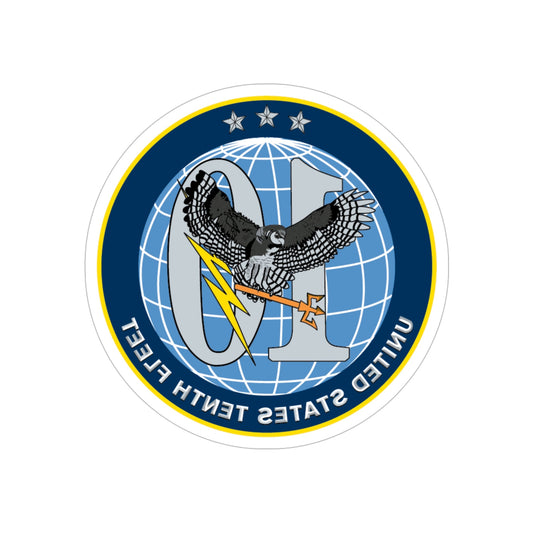 US Tenth Fleet (U.S. Navy) REVERSE PRINT Transparent STICKER-6" × 6"-The Sticker Space