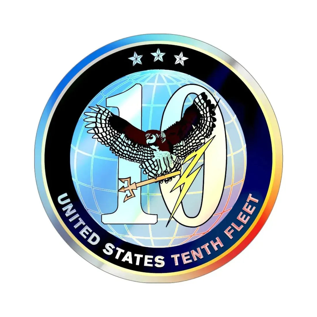 US Tenth Fleet (U.S. Navy) Holographic STICKER Die-Cut Vinyl Decal 4 Inch Holographic - The Sticker Space