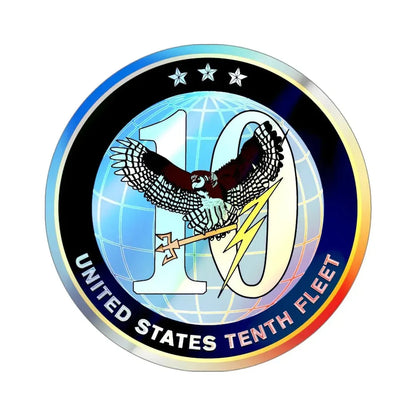 US Tenth Fleet (U.S. Navy) Holographic STICKER Die-Cut Vinyl Decal 4 Inch Holographic - The Sticker Space