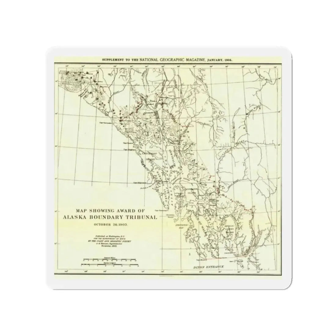 USA - Alaska (1903) (Map) Refrigerator Magnet 2 Inch - The Sticker Space