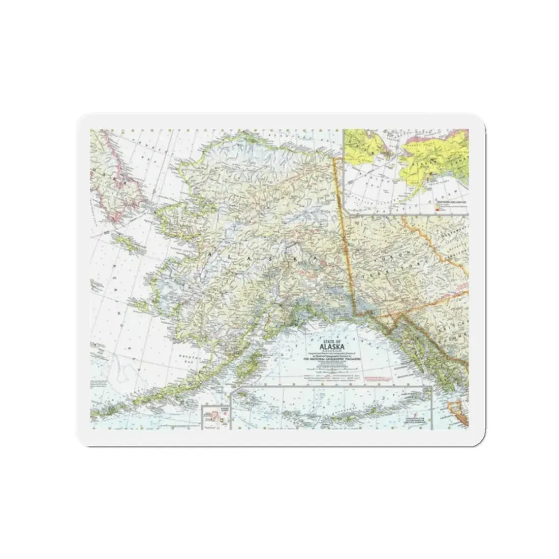 USA - Alaska (1959) (Map) Refrigerator Magnet 2 Inch - The Sticker Space