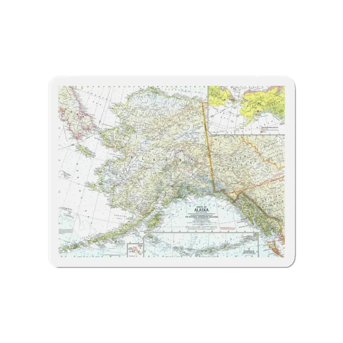 USA - Alaska (1959) (Map) Refrigerator Magnet 4 Inch - The Sticker Space