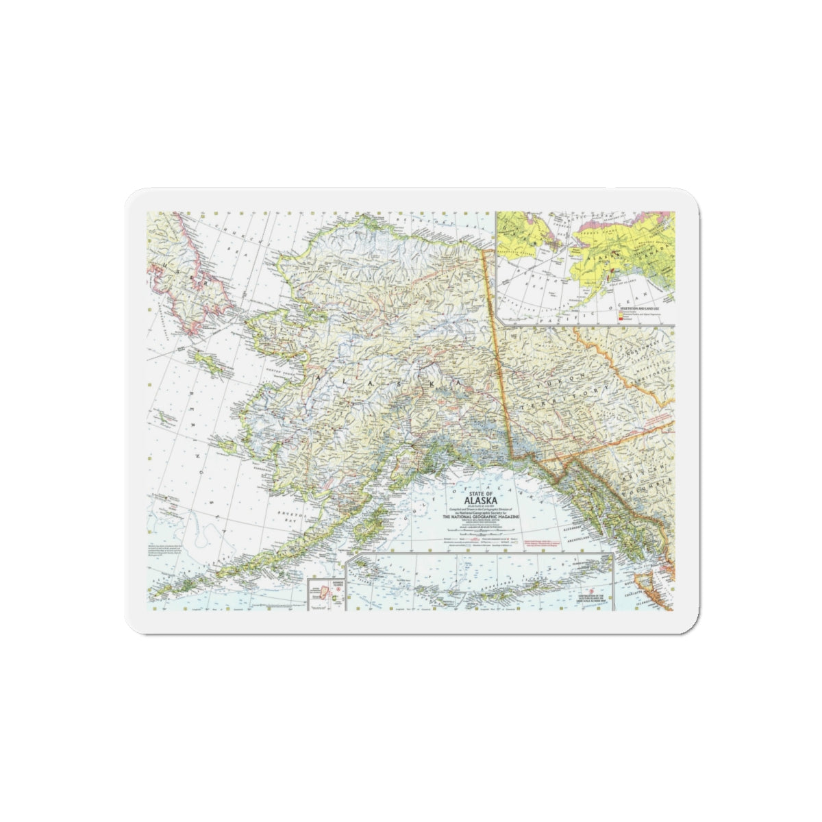 USA - Alaska (1959) (Map) Refrigerator Magnet-6 × 6"-The Sticker Space