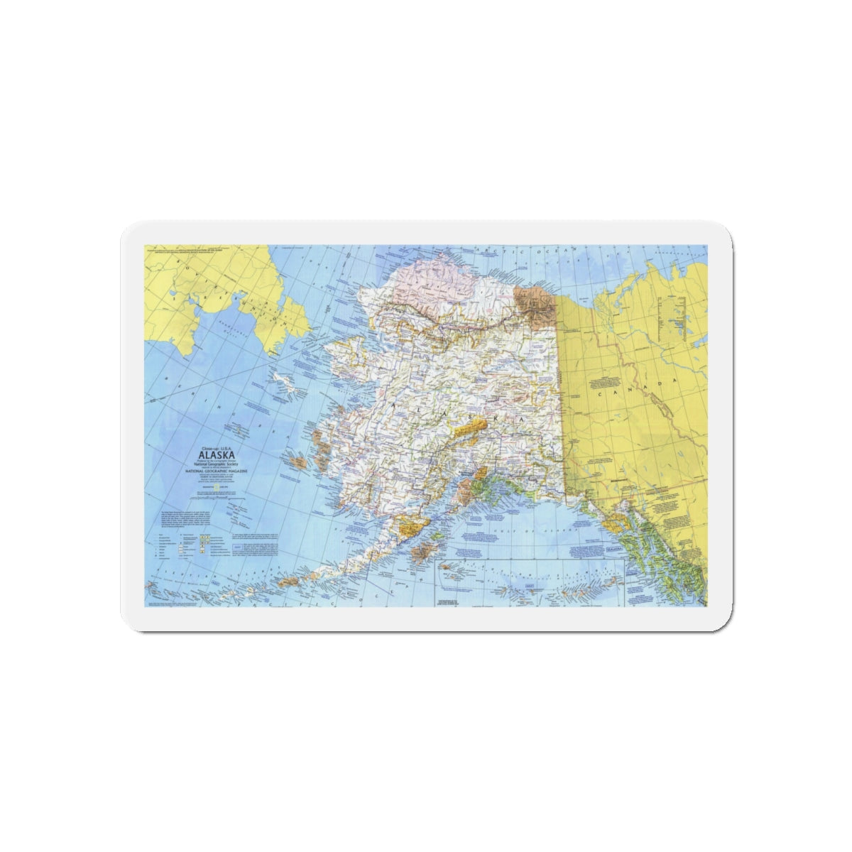 USA - Alaska (1975) (Map) Refrigerator Magnet-4" x 4"-The Sticker Space