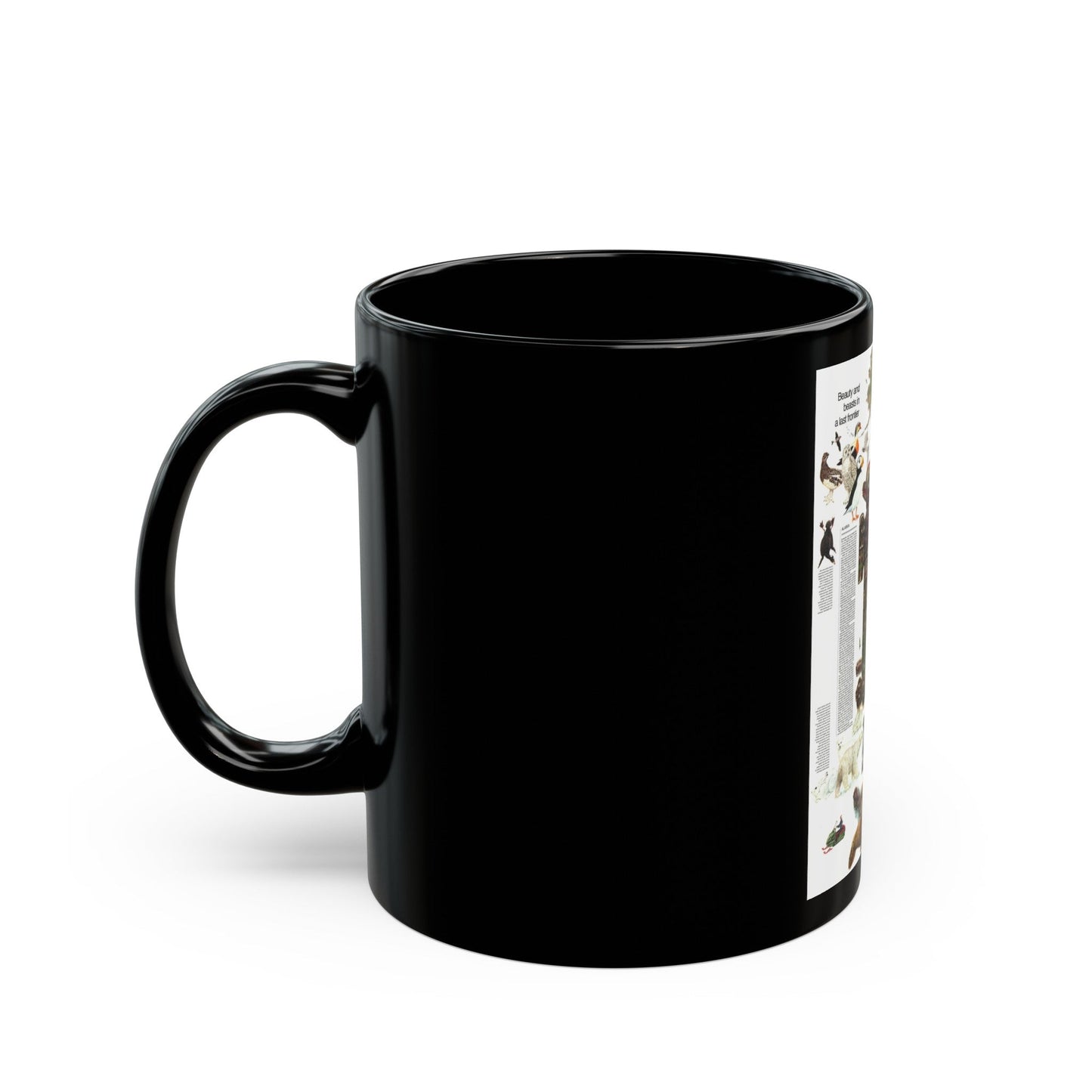 USA - Alaska, Beauty and Beasts (1975) (Map) Black Coffee Mug-The Sticker Space