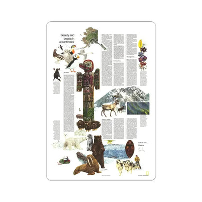 USA - Alaska, Beauty and Beasts (1975) (Map) STICKER Vinyl Kiss-Cut Decal 4 Inch White - The Sticker Space
