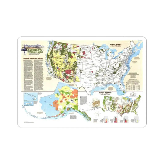 USA - America's Federal Lands (1982) (Map) STICKER Vinyl Kiss-Cut Decal 2 Inch White - The Sticker Space