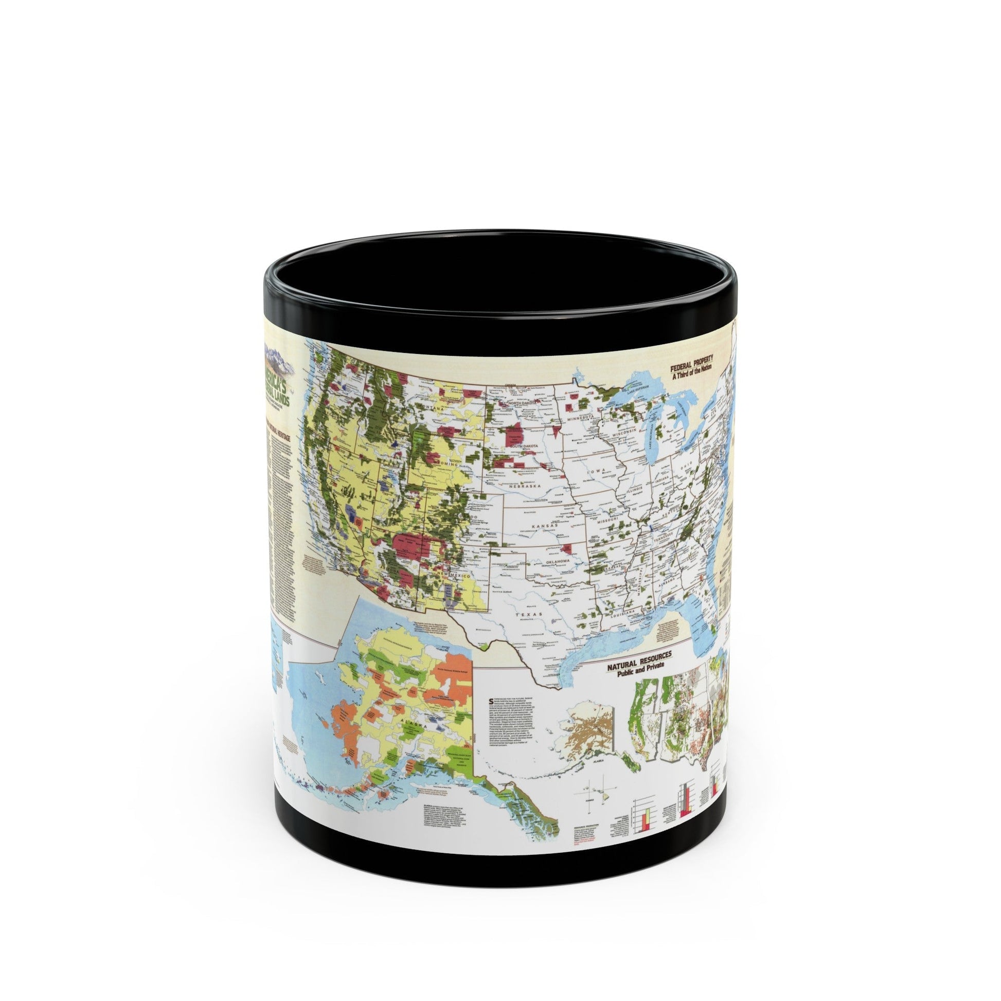 USA - America's Federal Lands (1982) (Map) Black Coffee Mug-11oz-The Sticker Space