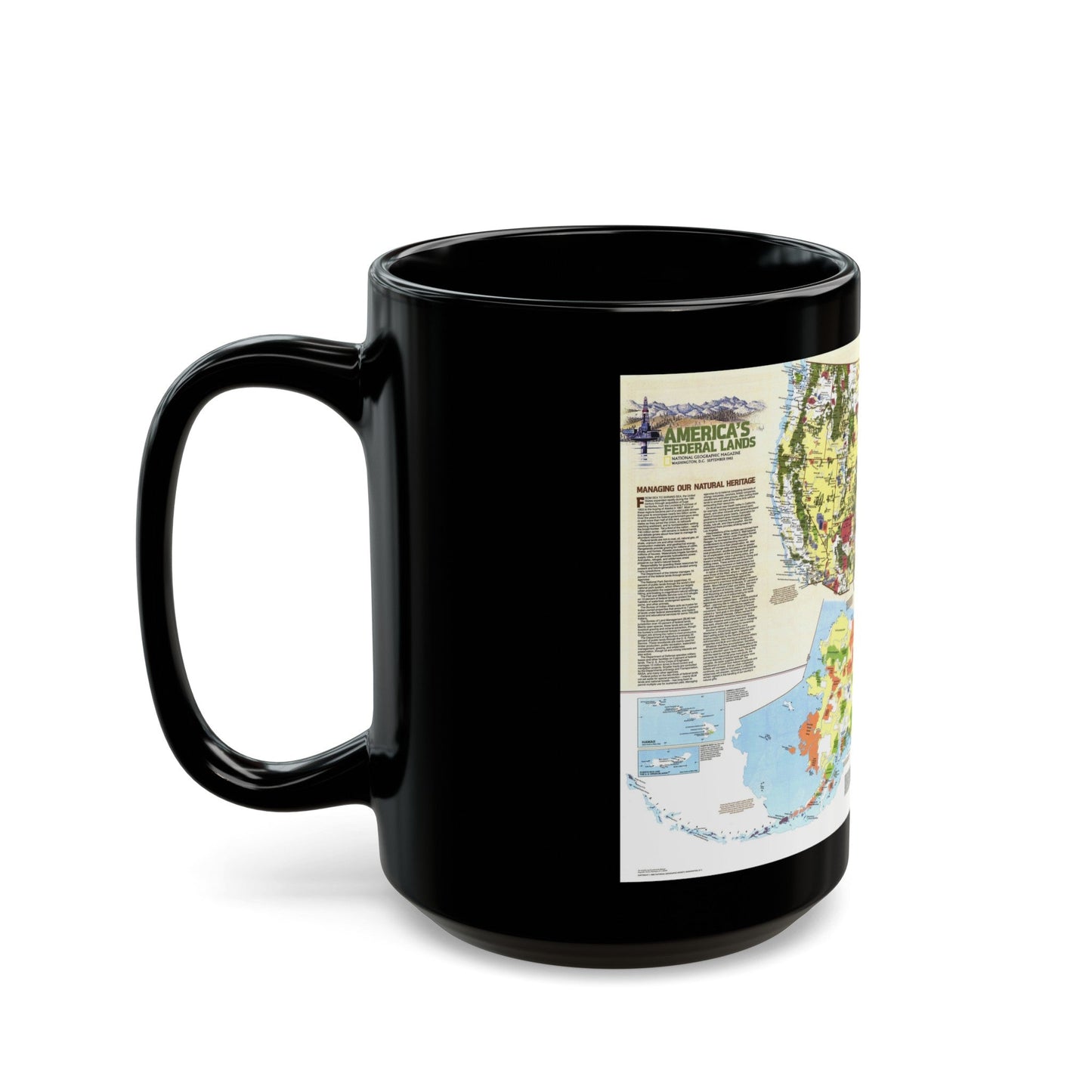 USA - America's Federal Lands (1982) (Map) Black Coffee Mug-The Sticker Space