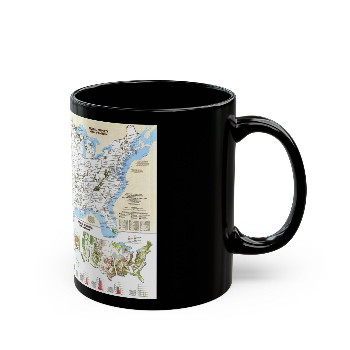 USA - America's Federal Lands (1982) (Map) Black Coffee Mug-The Sticker Space