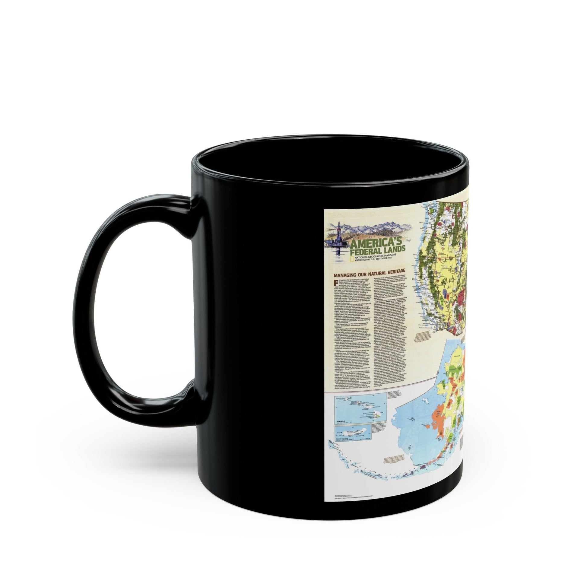 USA - America's Federal Lands (1982) (Map) Black Coffee Mug-The Sticker Space