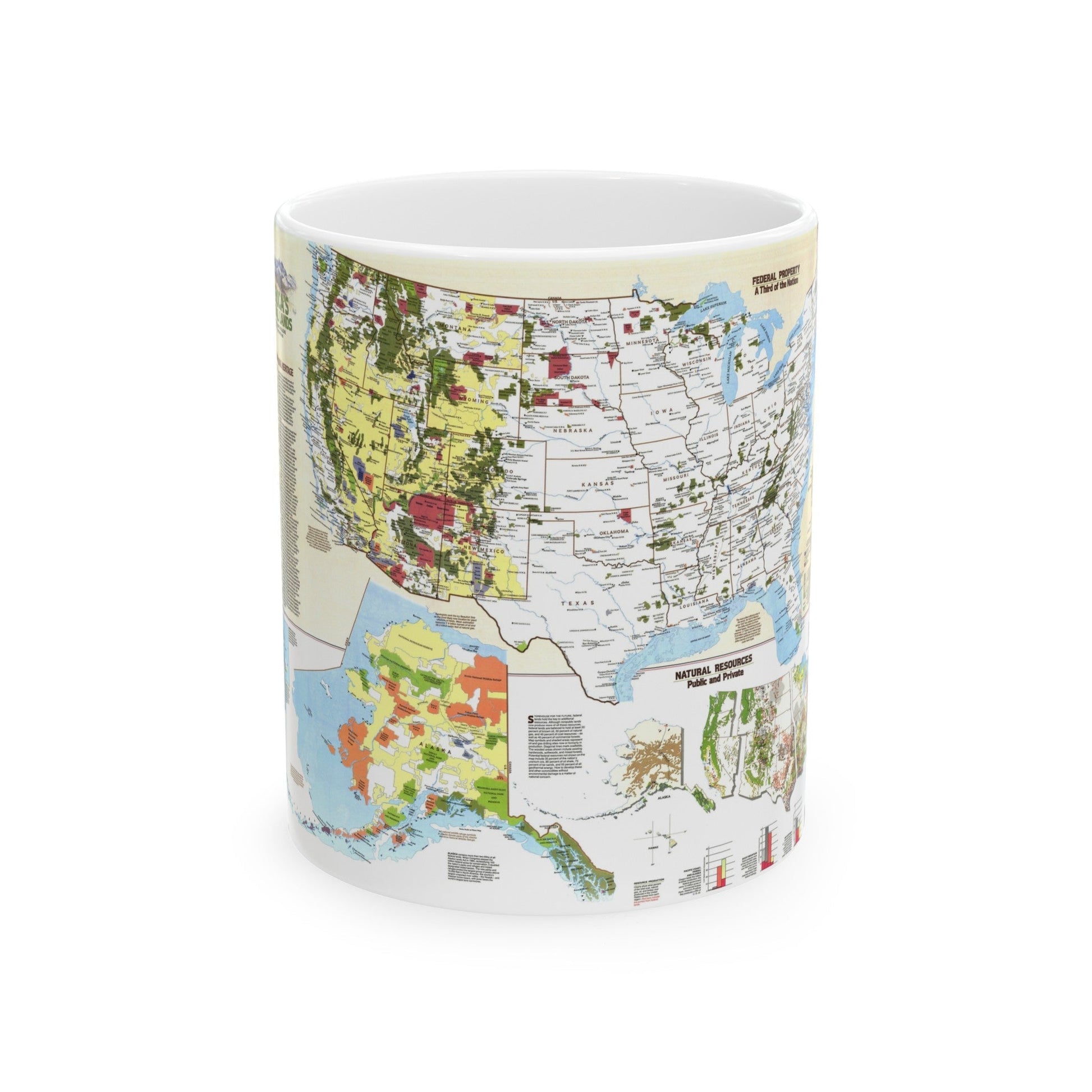 USA - America's Federal Lands (1982) (Map) White Coffee Mug-11oz-The Sticker Space