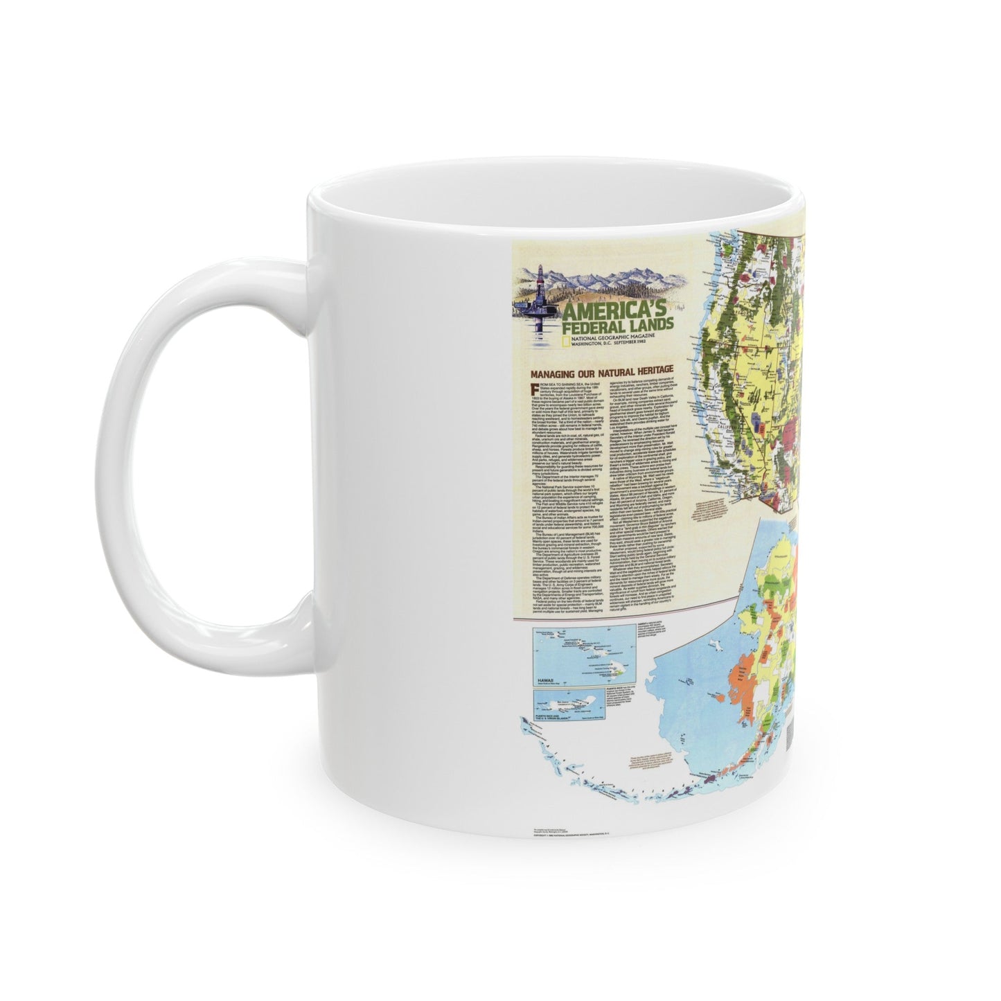 USA - America's Federal Lands (1982) (Map) White Coffee Mug-The Sticker Space