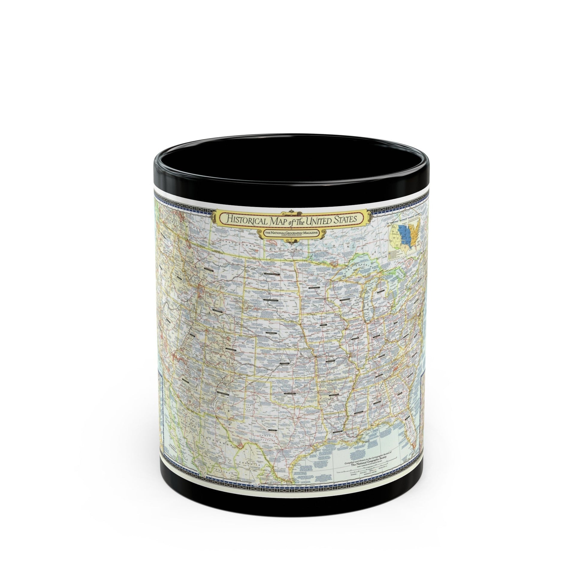 USA - An Historical Map (1953) (Map) Black Coffee Mug-11oz-The Sticker Space