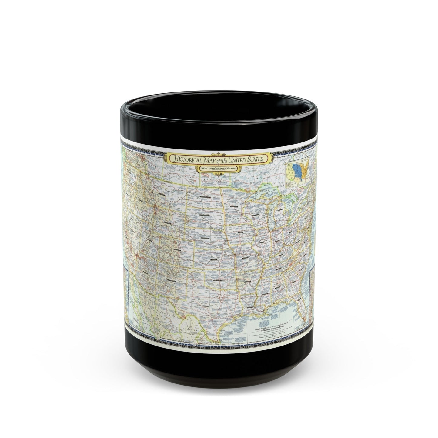 USA - An Historical Map (1953) (Map) Black Coffee Mug-15oz-The Sticker Space