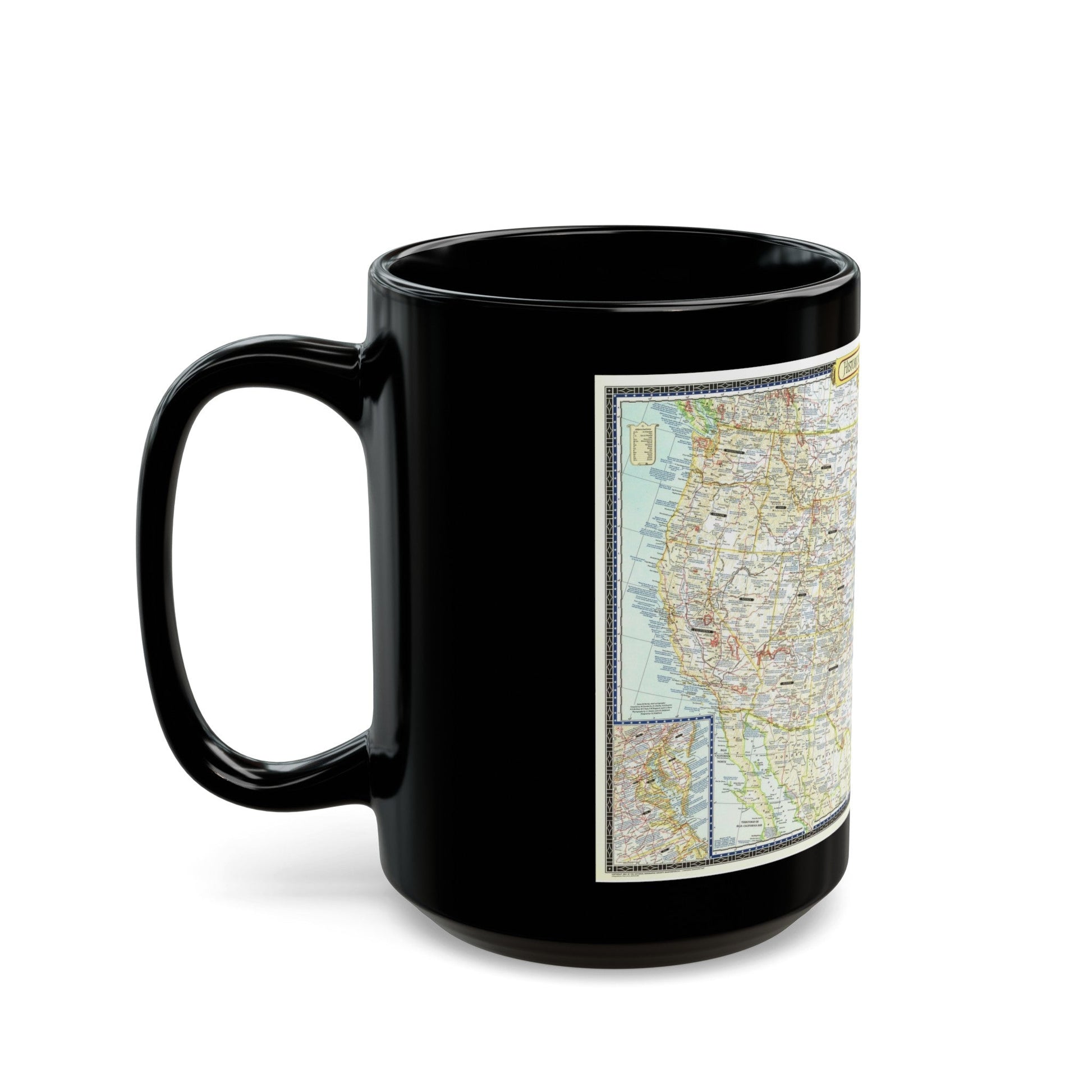 USA - An Historical Map (1953) (Map) Black Coffee Mug-The Sticker Space