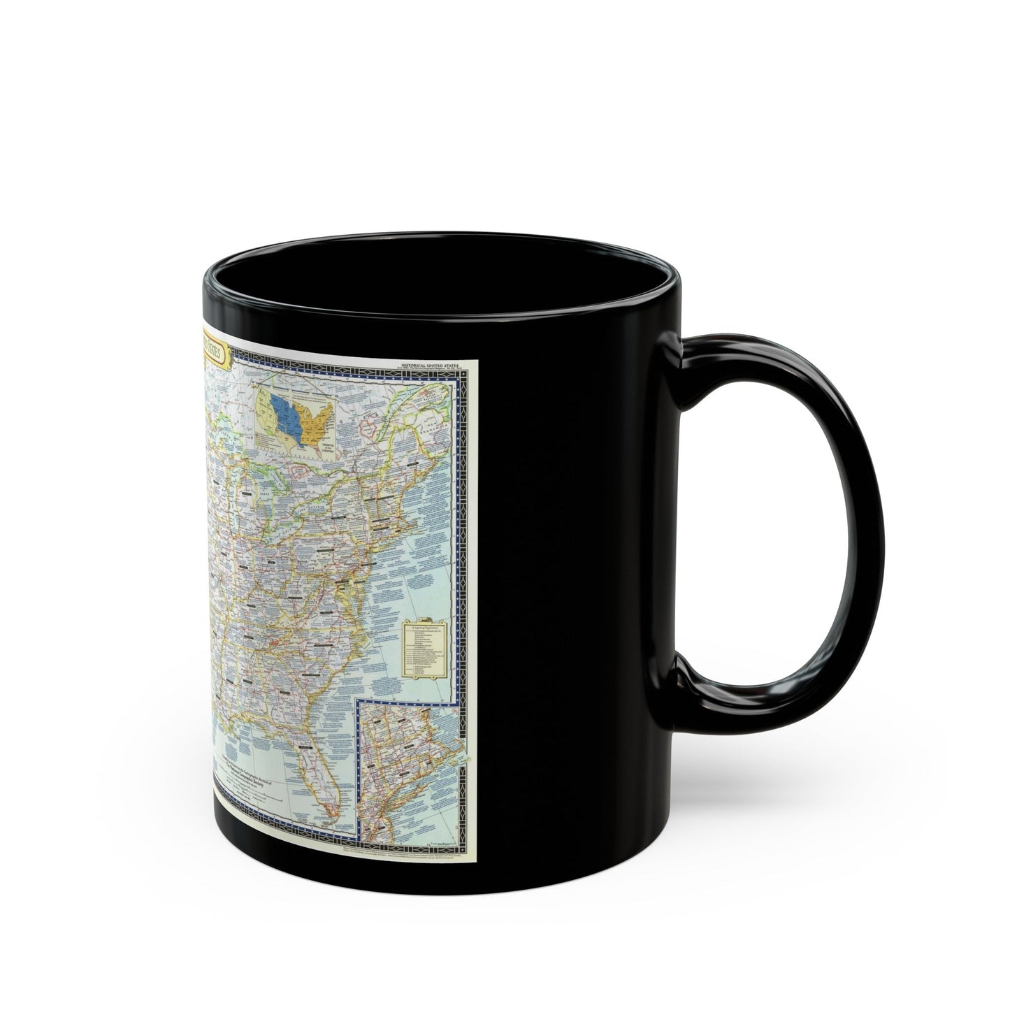 USA - An Historical Map (1953) (Map) Black Coffee Mug-The Sticker Space