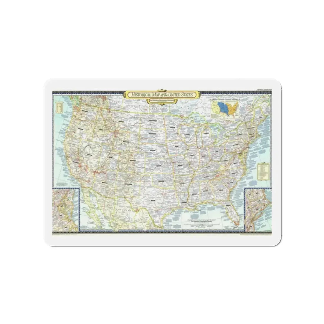 USA - An Historical Map (1953) (Map) Refrigerator Magnet 2 Inch - The Sticker Space