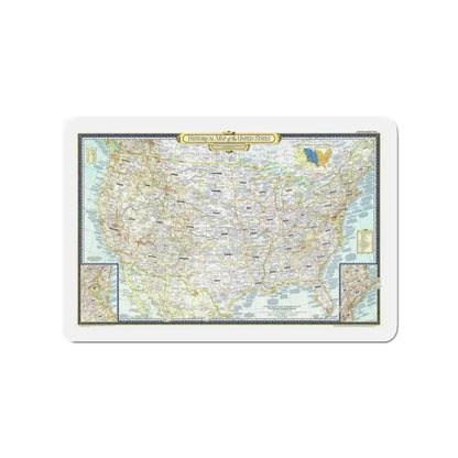 USA - An Historical Map (1953) (Map) Refrigerator Magnet 3 Inch - The Sticker Space