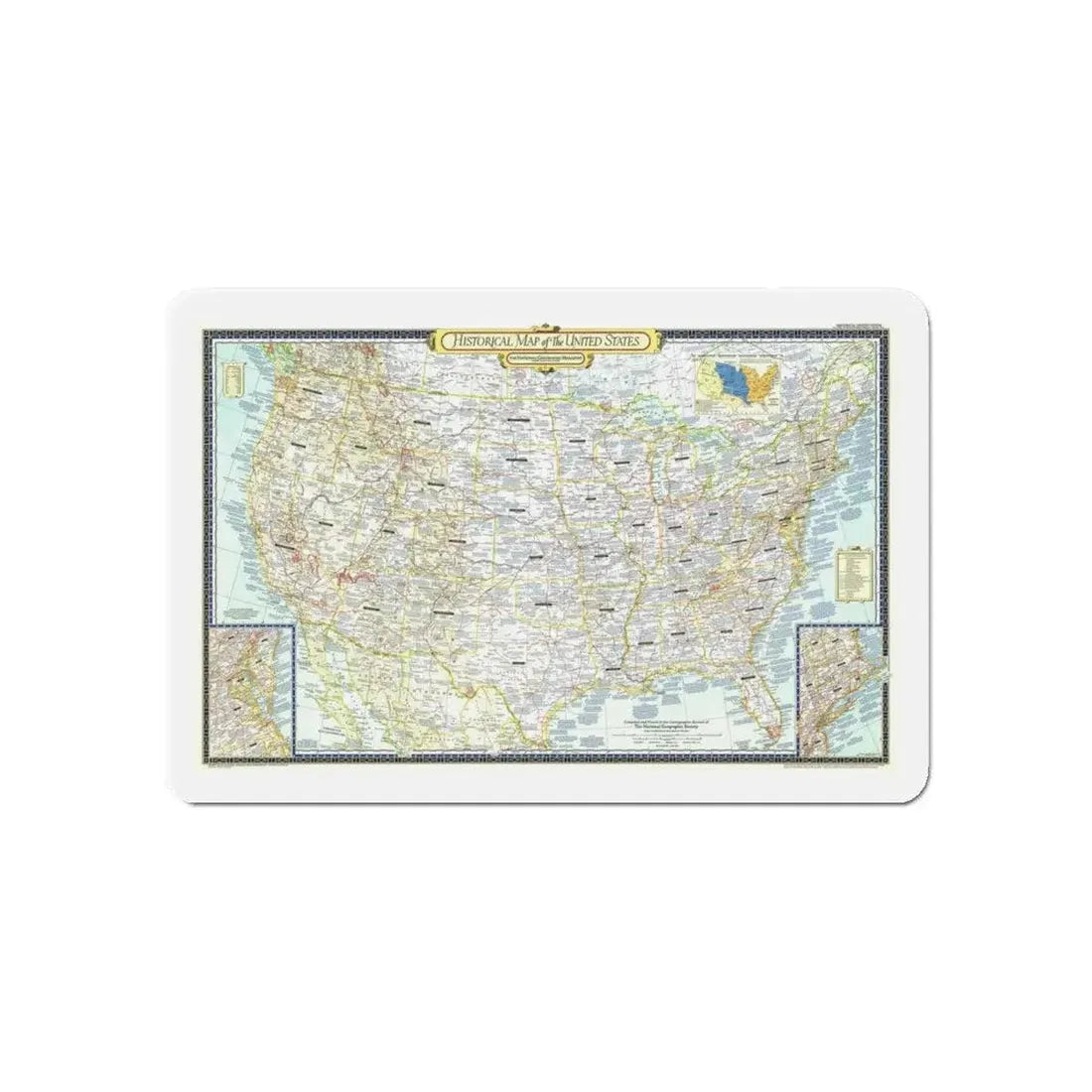 USA - An Historical Map (1953) (Map) Refrigerator Magnet 6 Inch - The Sticker Space