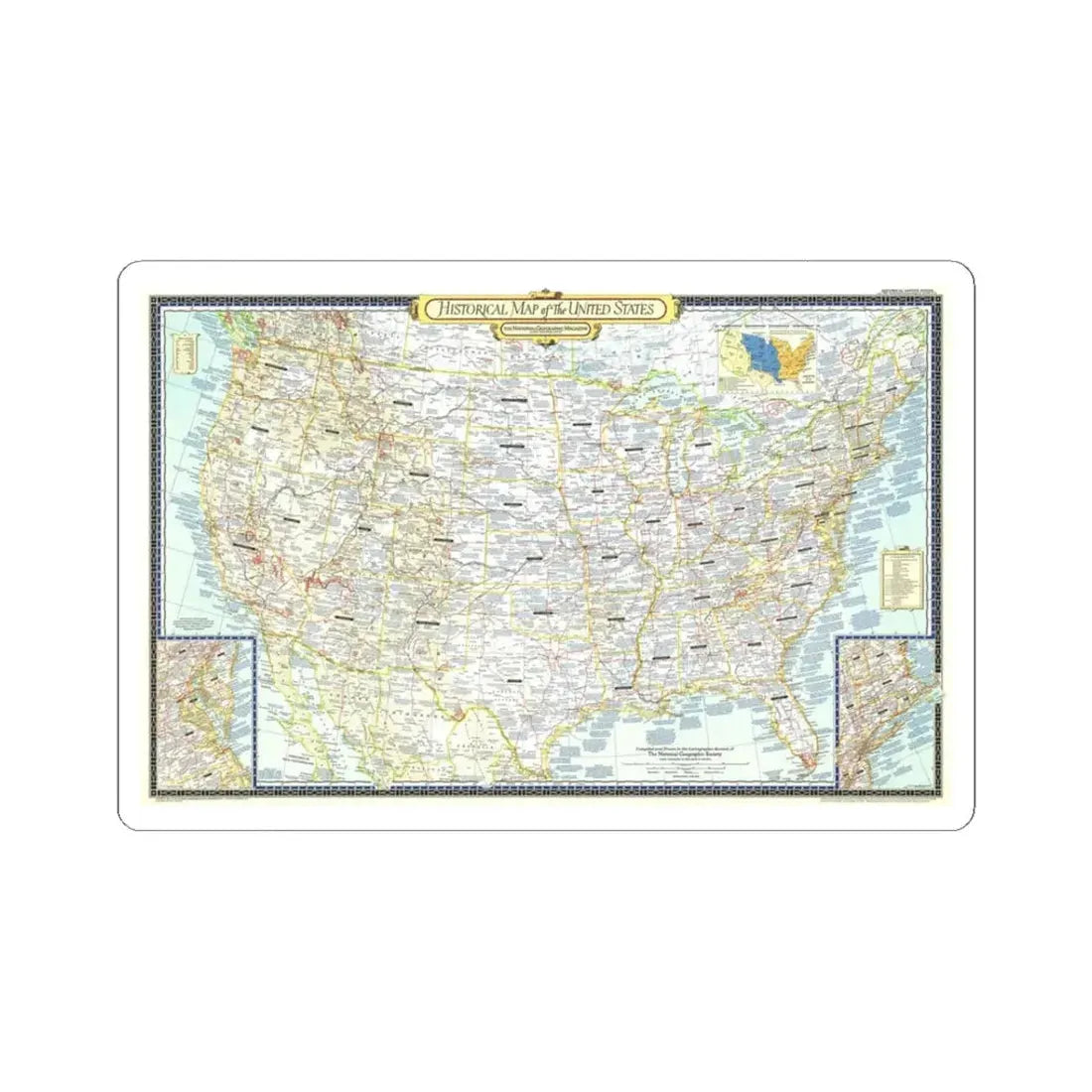 USA - An Historical Map (1953) (Map) STICKER Vinyl Kiss-Cut Decal 3 Inch White - The Sticker Space