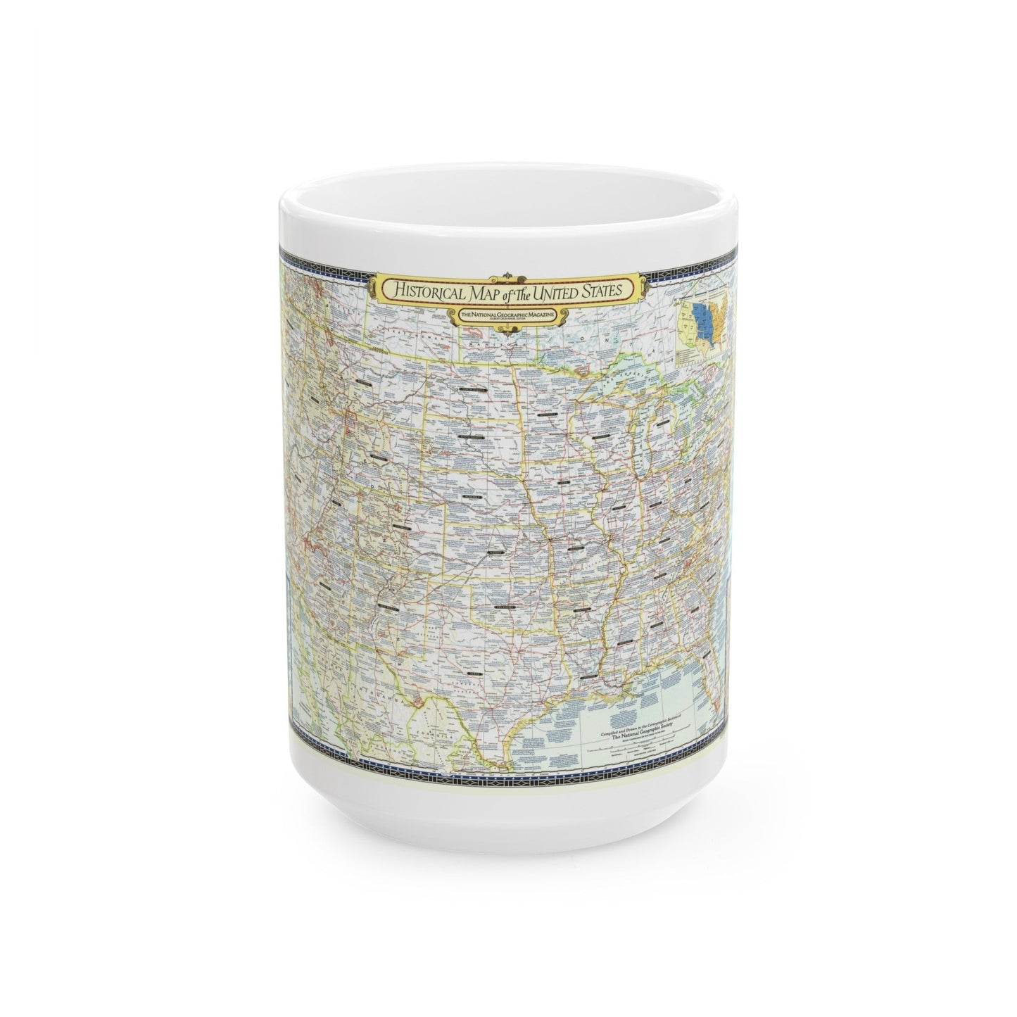 USA - An Historical Map (1953) (Map) White Coffee Mug-15oz-The Sticker Space