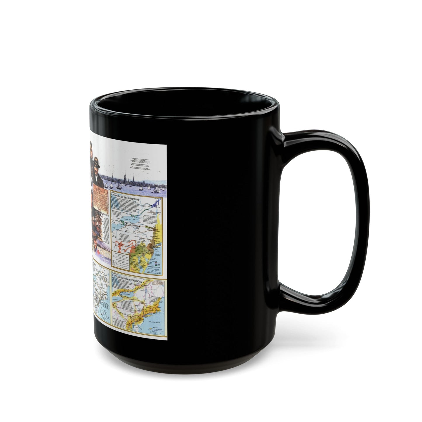 USA - Atlantic Gateways 2 (1983) (Map) Black Coffee Mug-The Sticker Space