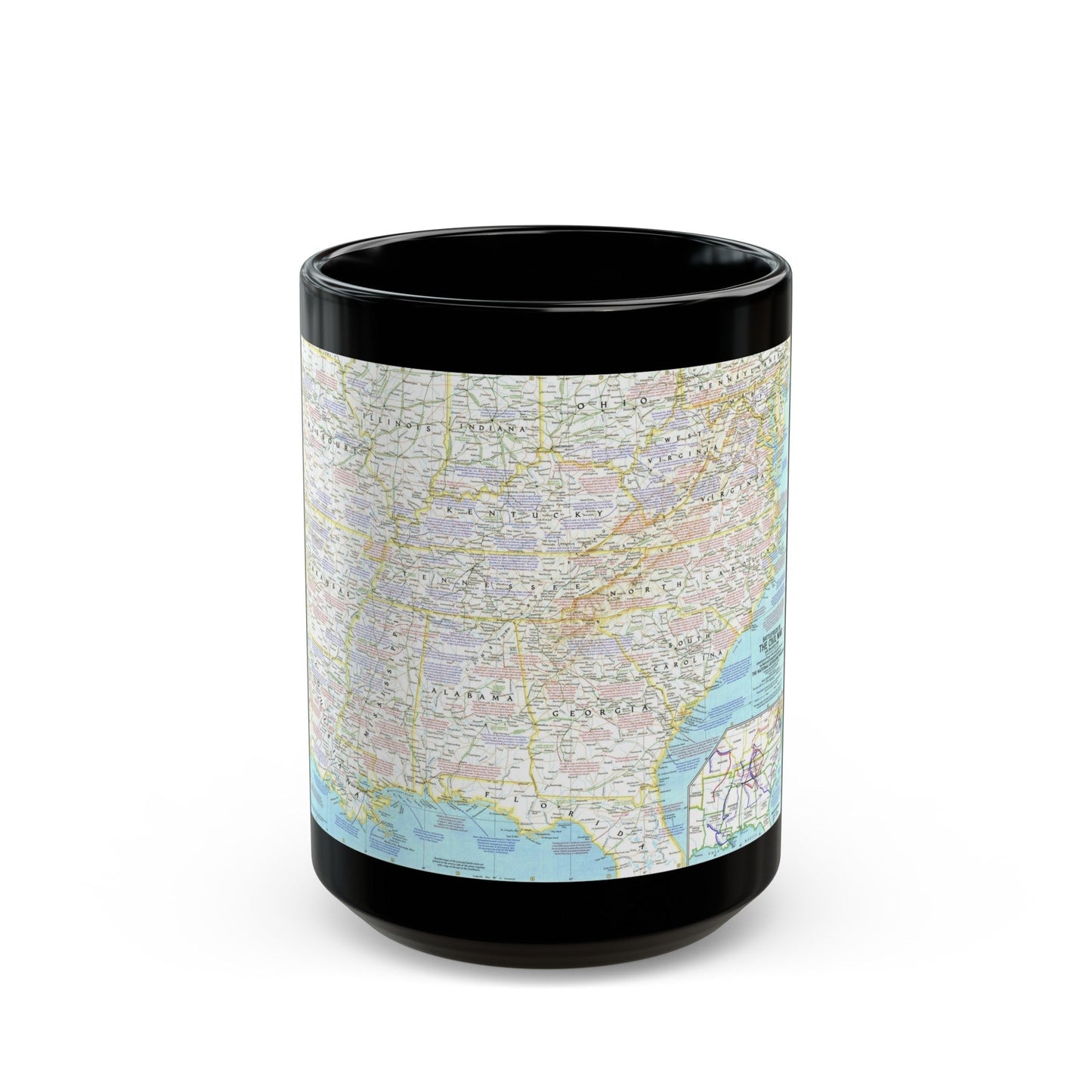 USA - Battlefields of the Civil War 1 (1961) (Map) Black Coffee Mug-15oz-The Sticker Space