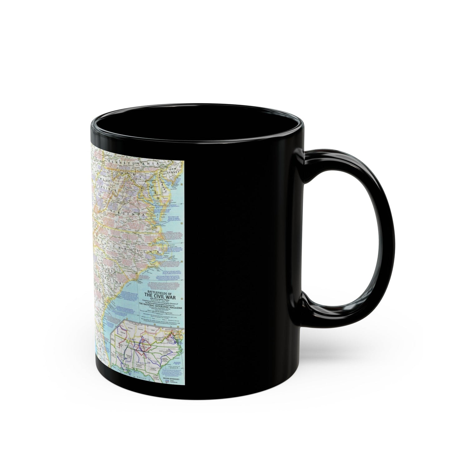 USA - Battlefields of the Civil War 1 (1961) (Map) Black Coffee Mug-The Sticker Space