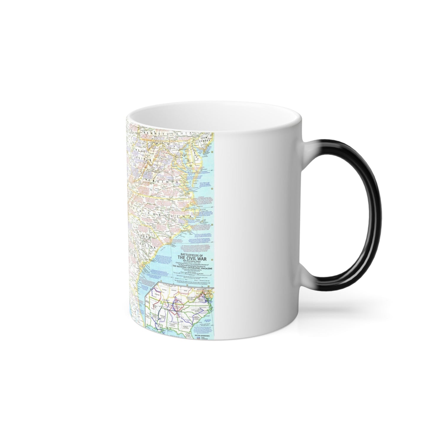 USA - Battlefields of the Civil War 1 (1961) (Map) Color Changing Mug 11oz-11oz-The Sticker Space