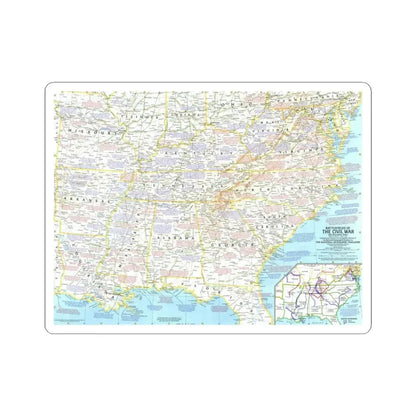 USA - Battlefields of the Civil War 1 (1961) (Map) STICKER Vinyl Kiss-Cut Decal 4 Inch White - The Sticker Space