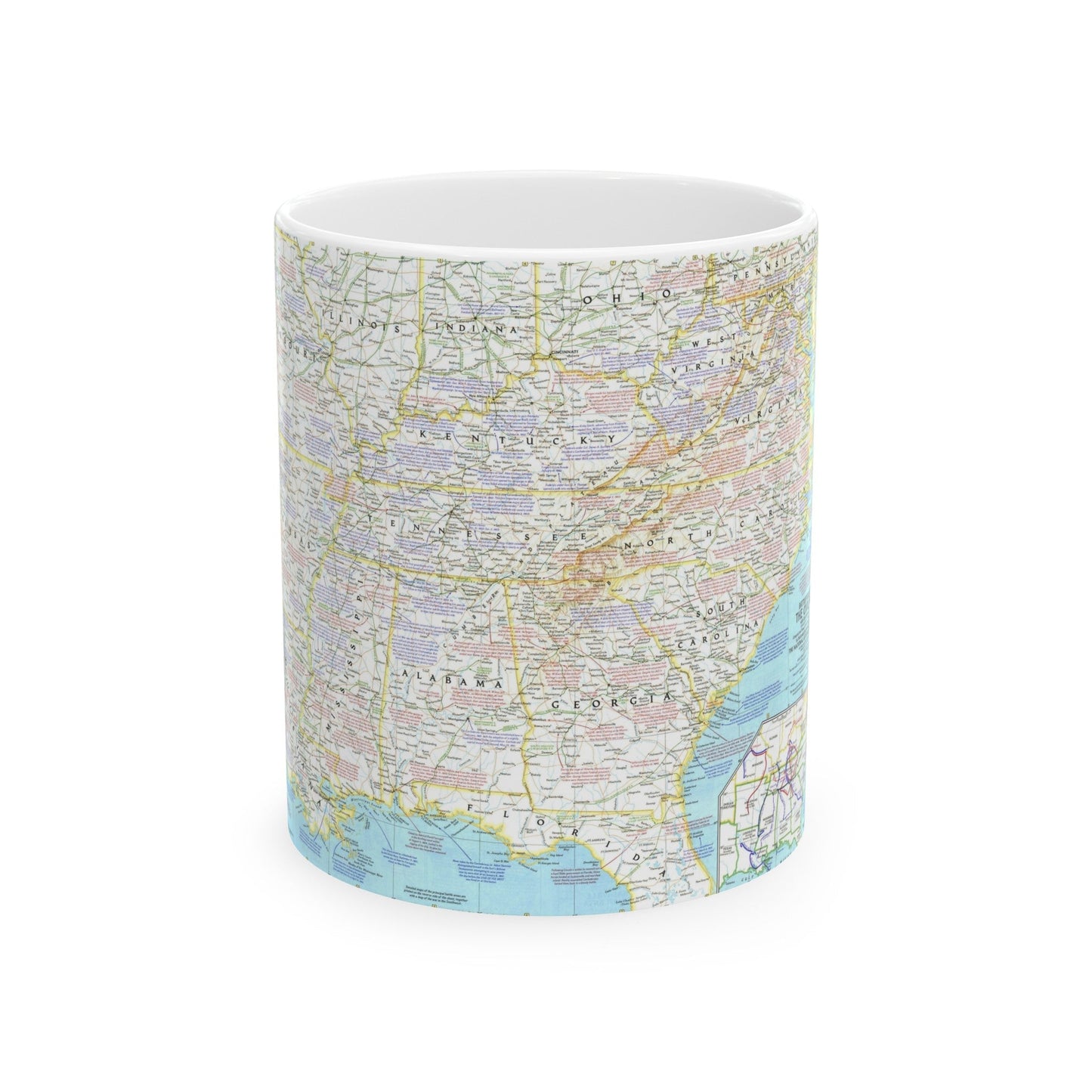 USA - Battlefields of the Civil War 1 (1961) (Map) White Coffee Mug-11oz-The Sticker Space