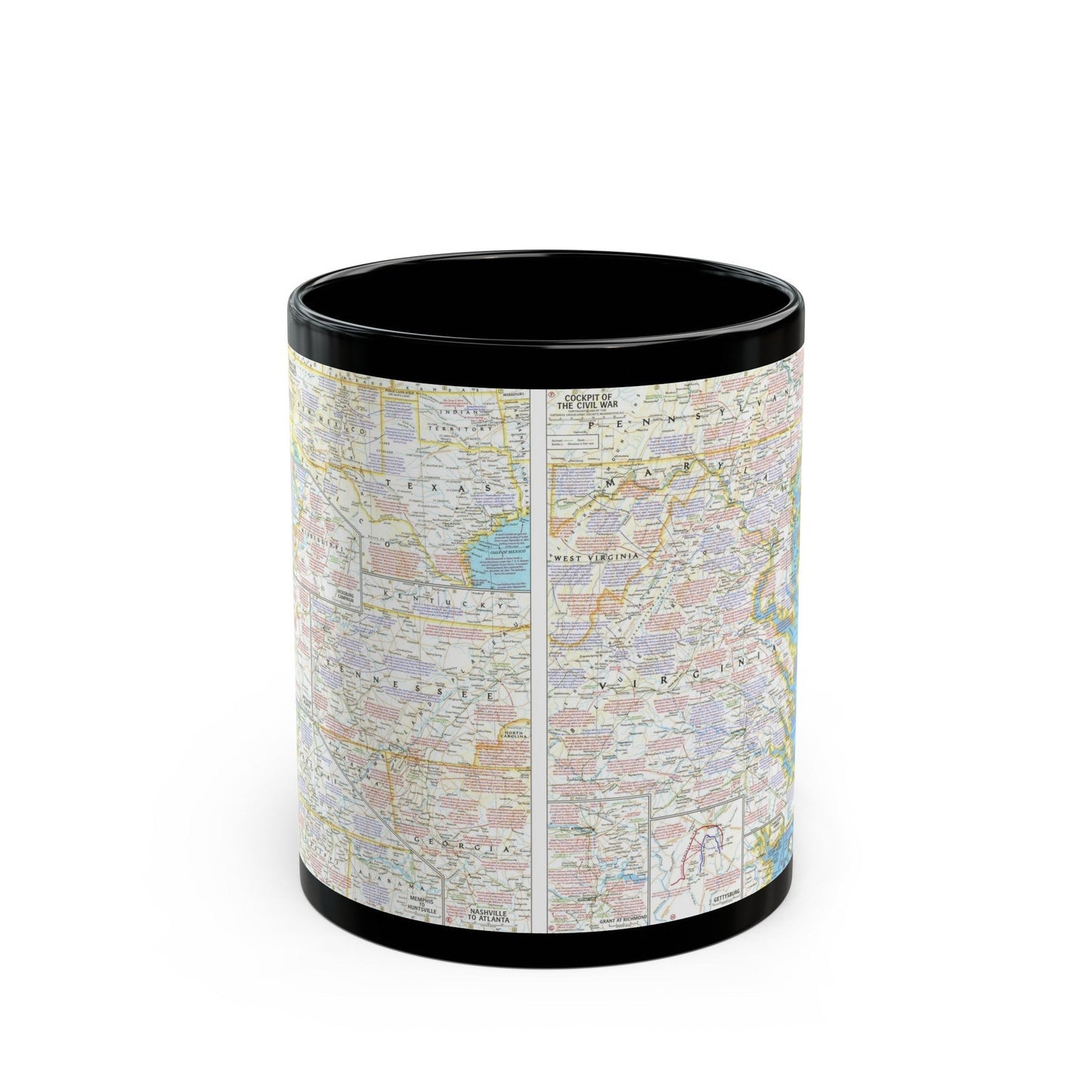 USA - Battlefields of the Civil War 2 (1961) (Map) Black Coffee Mug-11oz-The Sticker Space