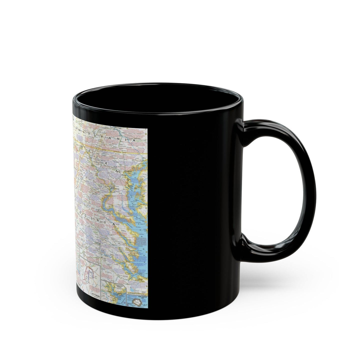 USA - Battlefields of the Civil War 2 (1961) (Map) Black Coffee Mug-The Sticker Space