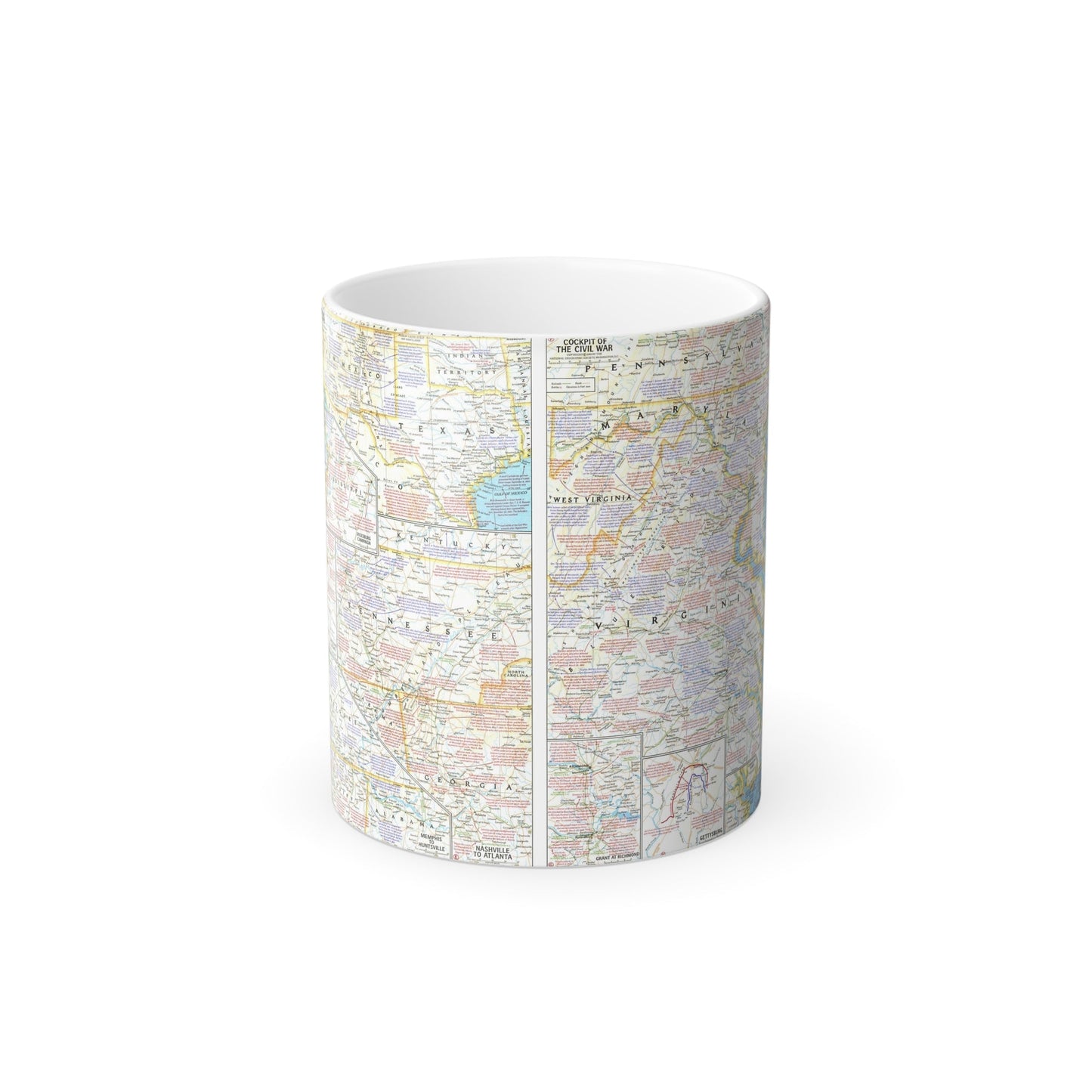 USA - Battlefields of the Civil War 2 (1961) (Map) Color Changing Mug 11oz-11oz-The Sticker Space