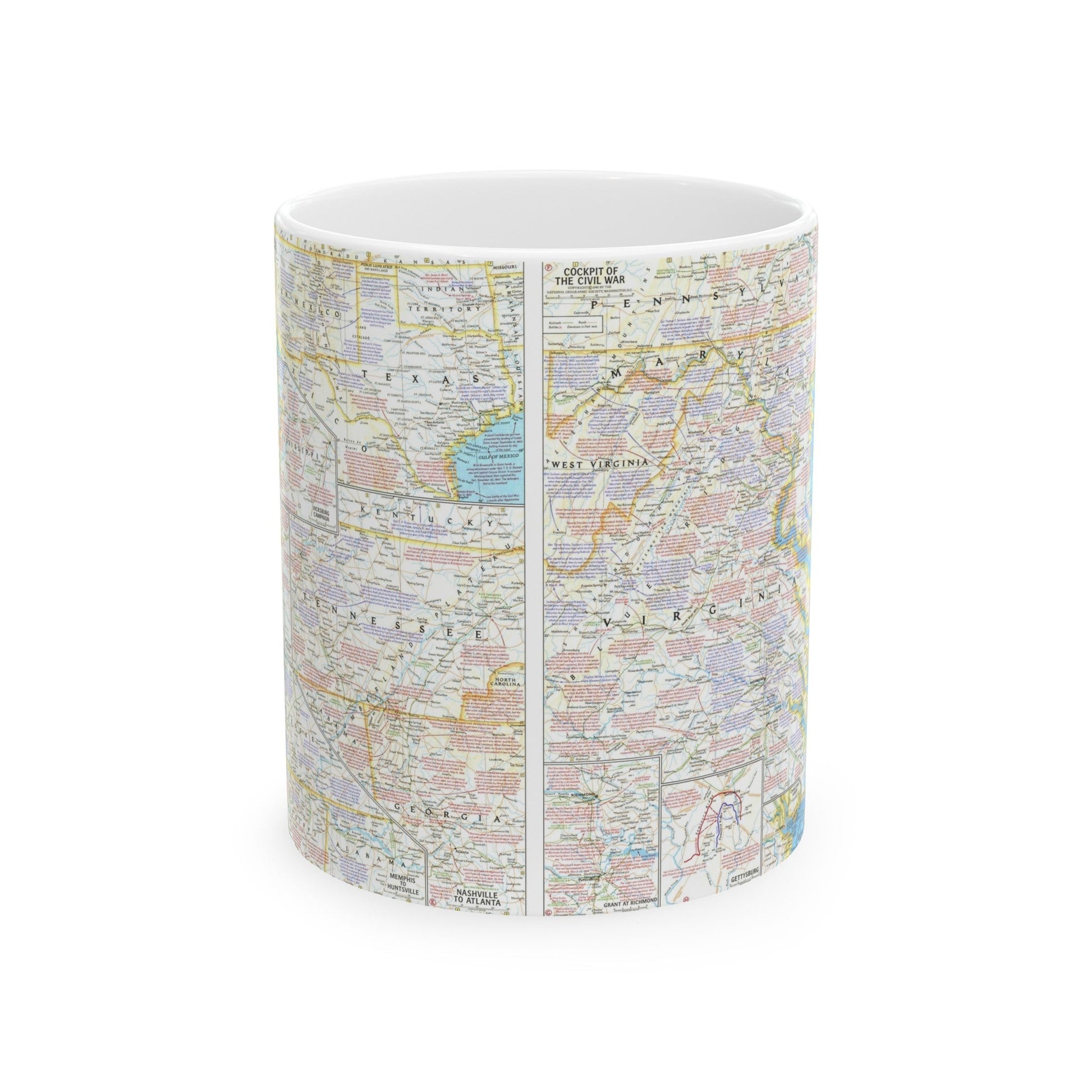 USA - Battlefields of the Civil War 2 (1961) (Map) White Coffee Mug-11oz-The Sticker Space