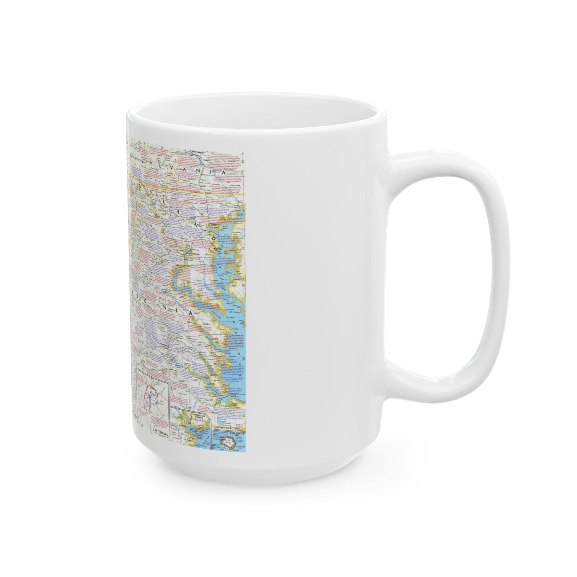 USA - Battlefields of the Civil War 2 (1961) (Map) White Coffee Mug-The Sticker Space