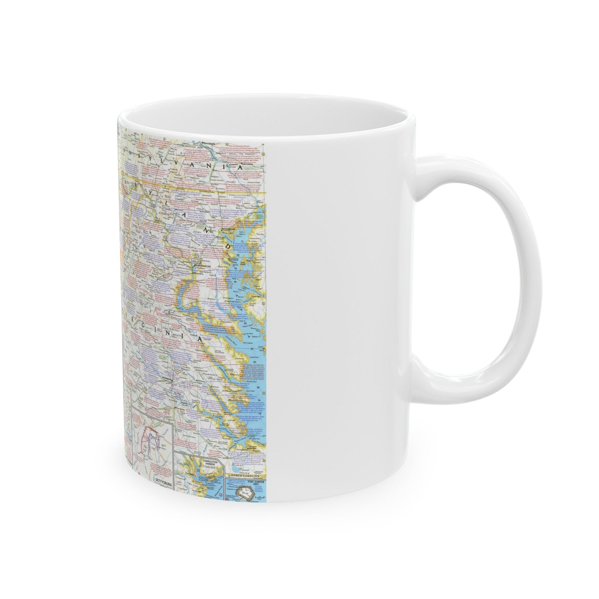 USA - Battlefields of the Civil War 2 (1961) (Map) White Coffee Mug-The Sticker Space