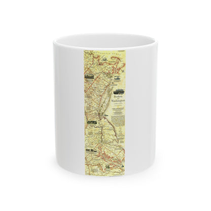 USA - Boston to Washington (1830) (Map) White Coffee Mug-11oz-The Sticker Space