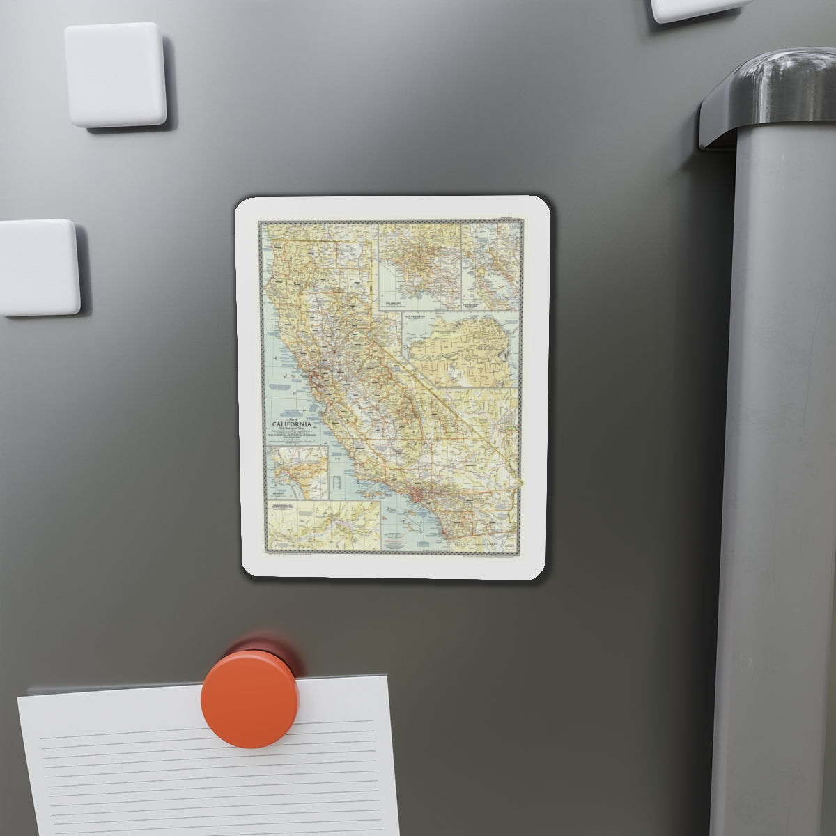 USA - California (1954) (Map) Refrigerator Magnet-The Sticker Space