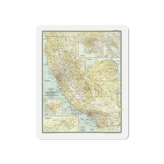 USA - California (1954) (Map) Refrigerator Magnet 6 Inch - The Sticker Space