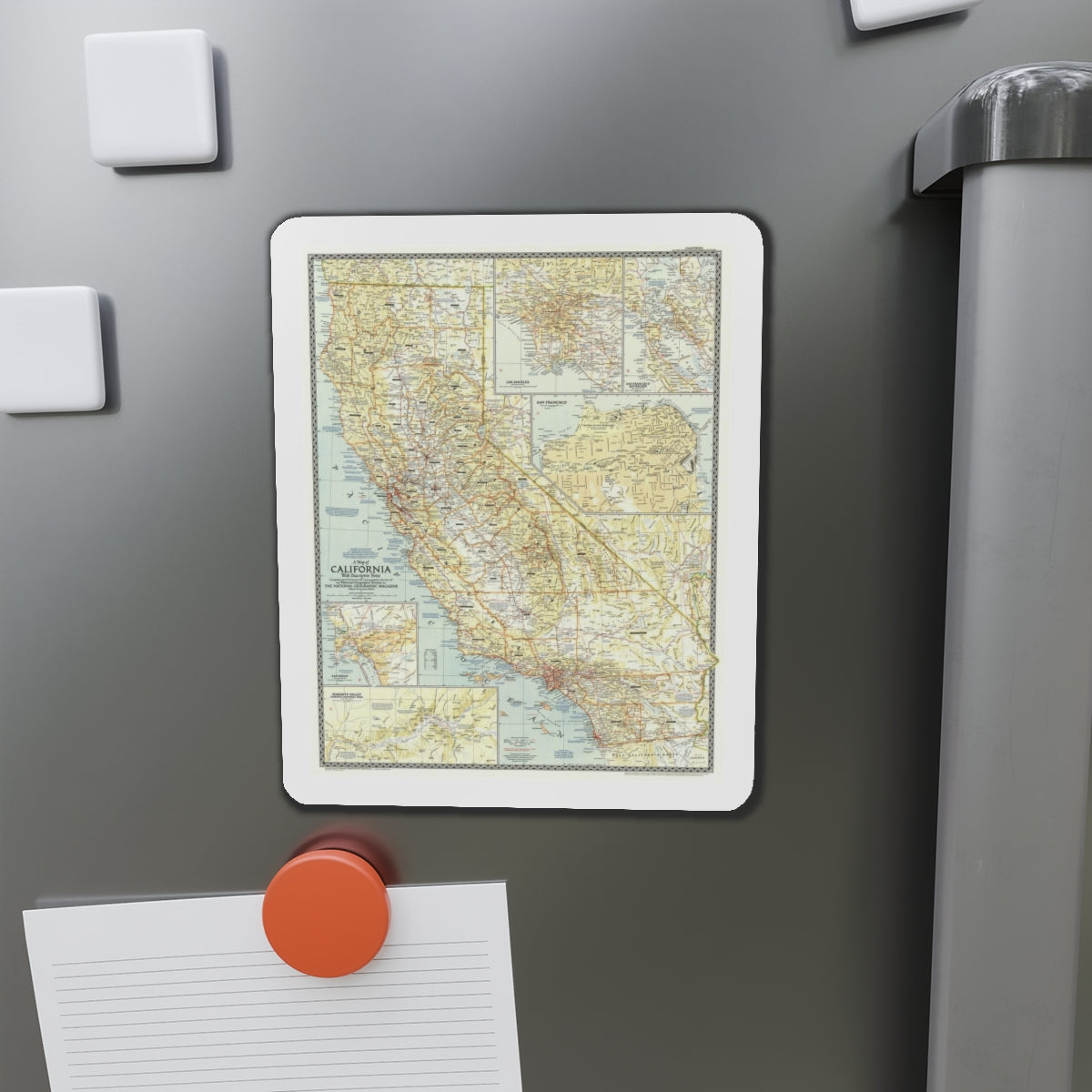 USA - California (1954) (Map) Refrigerator Magnet-The Sticker Space