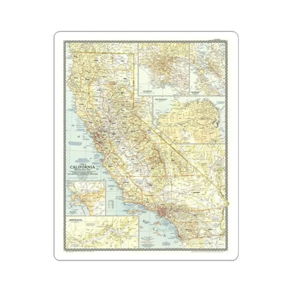 USA - California (1954) (Map) STICKER Vinyl Kiss-Cut Decal 6 Inch White - The Sticker Space