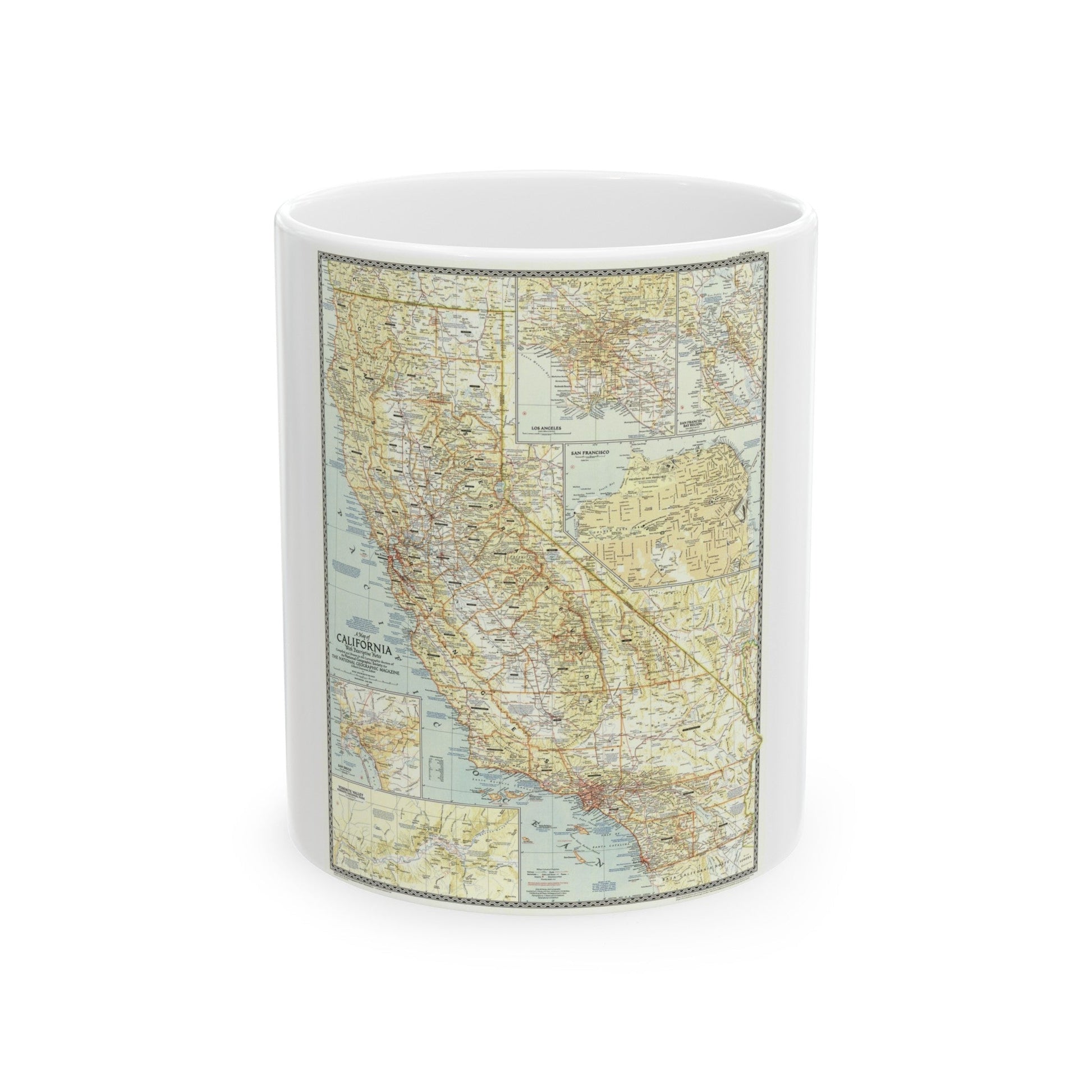 USA - California (1954) (Map) White Coffee Mug-11oz-The Sticker Space