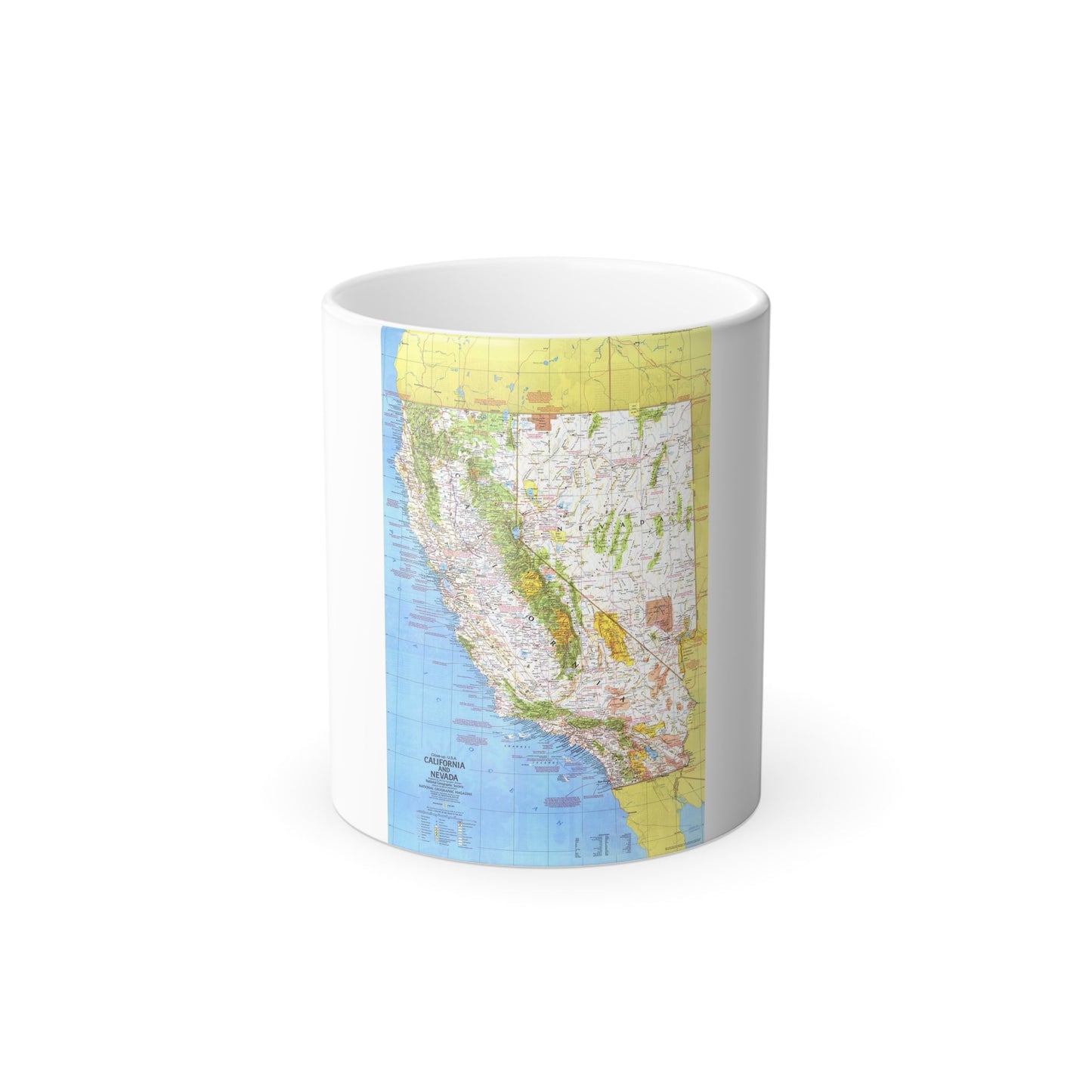 USA - California and Nevada 1 (1974) (Map) Color Changing Mug 11oz-11oz-The Sticker Space