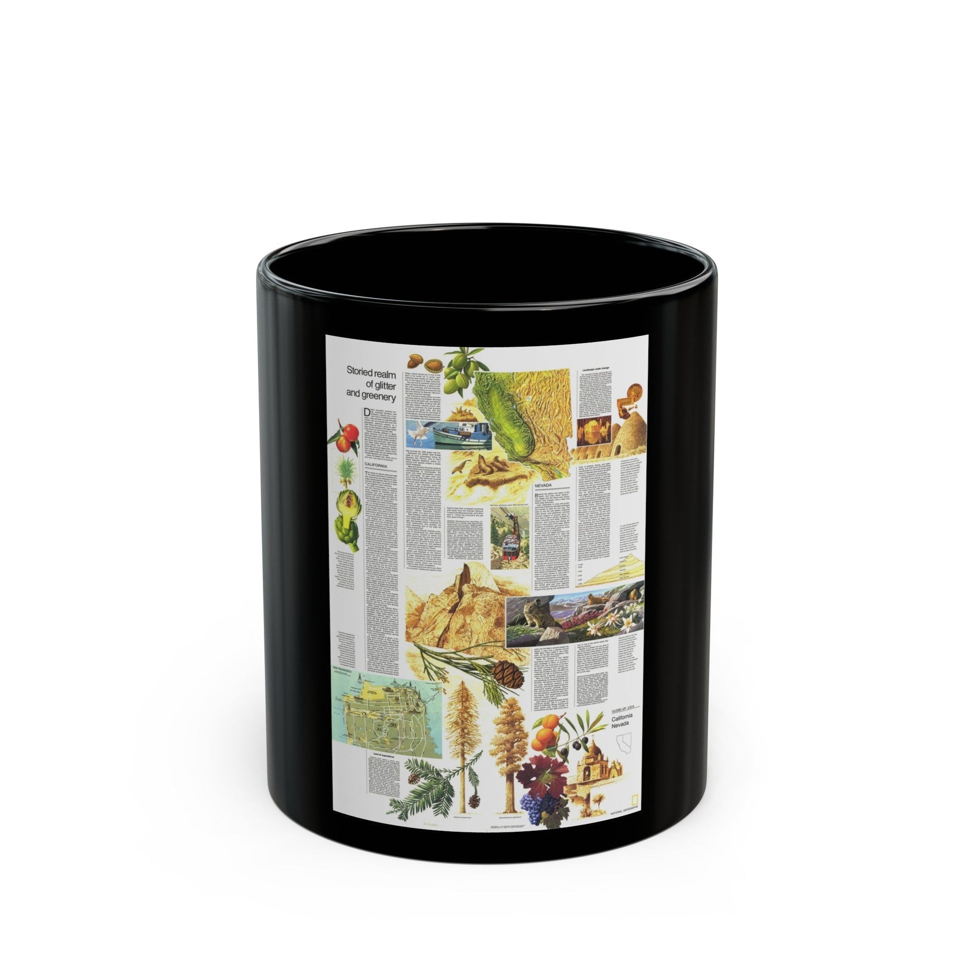 USA - California and Nevada 2 (1974) (Map) Black Coffee Mug-11oz-The Sticker Space