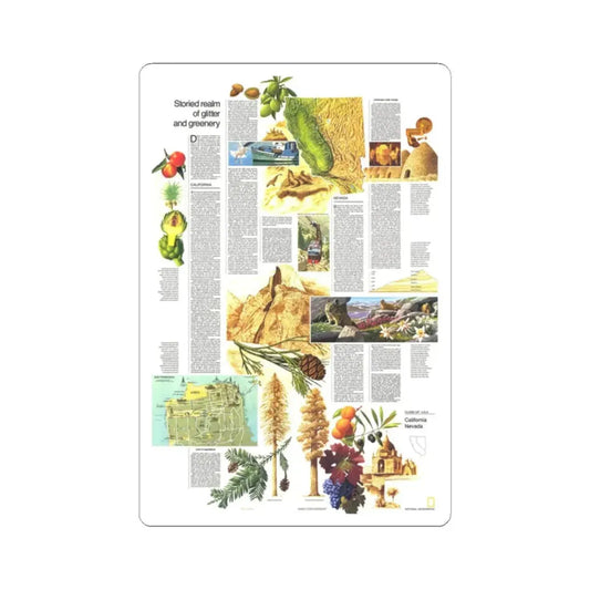 USA - California and Nevada 2 (1974) (Map) STICKER Vinyl Kiss-Cut Decal 2 Inch White - The Sticker Space